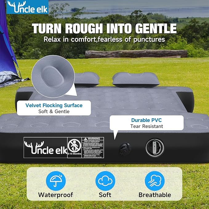 Truck Bed Mattress 5.5-5.8ft: Inflatable Full Size Truck Bed Air Mattress with Wireless Rechargeable Pump, Pickup Mattress with Carry Bag (Grey)