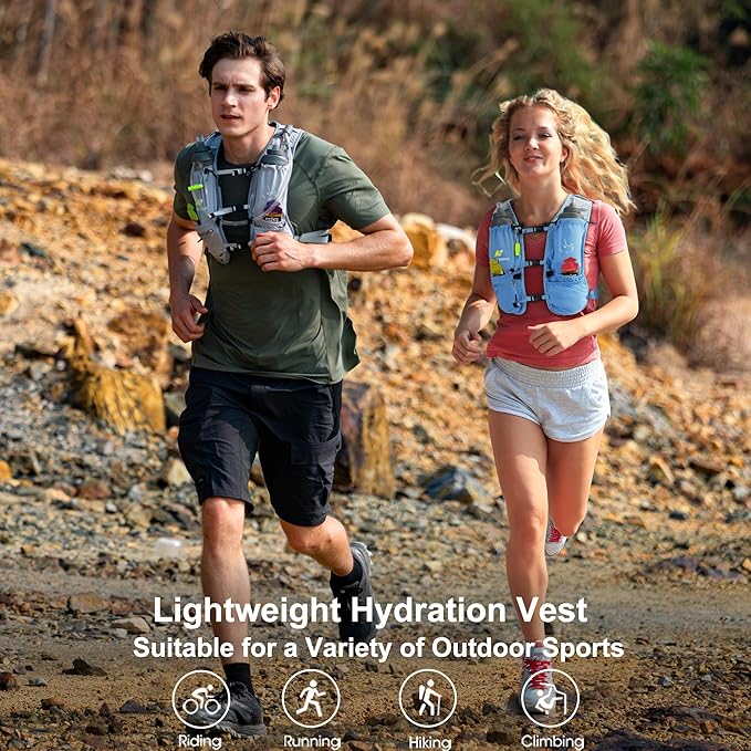 Running Vest with Water Bladder 1.5 Liter, Small Hydration Water Vest, Lightweight Hydration Pack Multi-Pocket 11x - for Hiking Race Trail Marathon for Women Men
