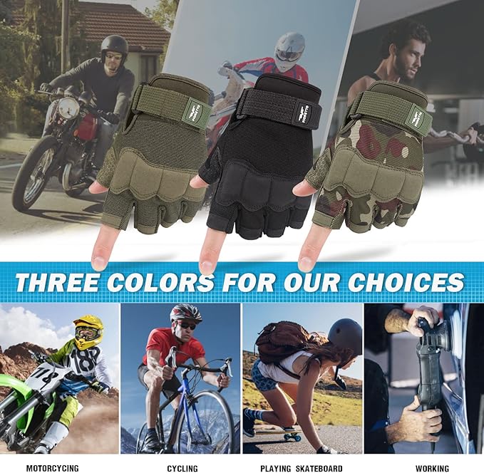FIORETTO Fingerless Gloves, Half Finger Gloves for Driving, Cycling, Shooting, Hunting, Motorcycle, Climbing, Outdoor Work 215801