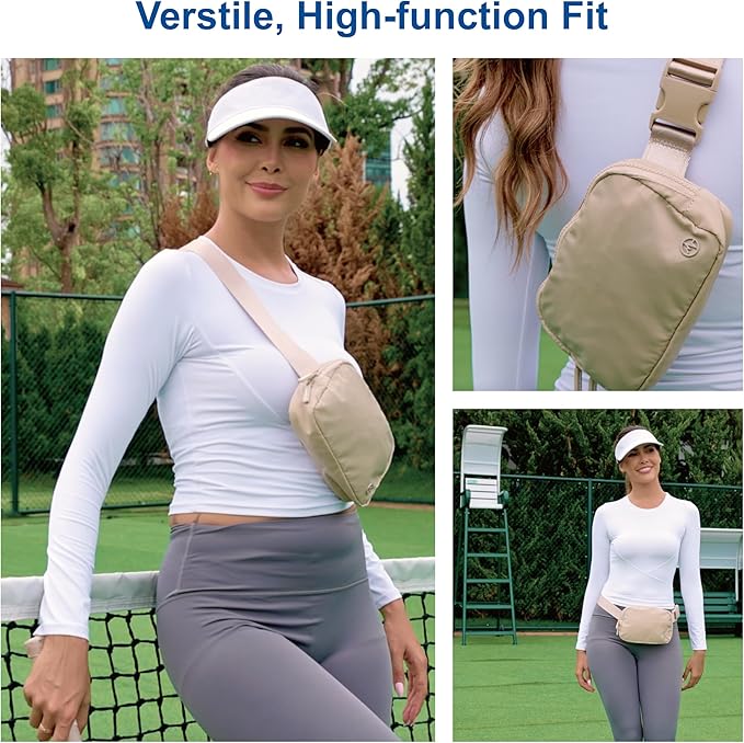 Pander Two Way Zipper Fanny Pack Nylon Everywhere Belt Bag for Women, Water Repellent Waist Packs, Crossbody Bags with Adjustable Strap (Mono Pink).