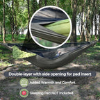 Onewind 11ft Zipper Hammock with Mosquito Net for Camping, Portable Double-Layer Northers Hammock with Adjustable Ridgeline for Camping, Hiking and Backpacking, OD Green, Sleeping Pad Not Included