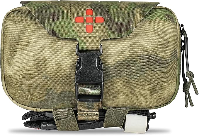 Ifak Pouch-Rapid Deployment Tactical MOLLE Trauma Kit Pouches, Quick Release Tear-Off Medical First Aid Kit Organiser with Red Immediate Identify for Emergency Surviva Activities.