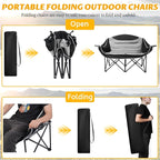 UBALANCE Double Camping Chair for Adults - Heavy Duty 650LBS Portable Camping Chairs Oversized Camping Loveseat, Folding Camping Chair for Garden Lawn Sport Picnic Beach Fishing (Gray)