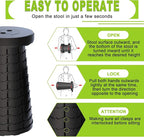 ALEVMOOM Upgraded Nylon Collapsible Stool with 500lbs Max Weight Portable Retractable Folding Telescoping Stools for Adults Chair for Outdoor Camping Fishing Hiking BBQ(Nylon Black)