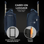 Briggs & Riley Cabin Spinner - Carry On Luggage for Travel, Suitcases with Wheels, Softside Rolling Bag for Men & Women, Fits Under Plane Seat, Interlocking Handle - Baseline Collection, Navy