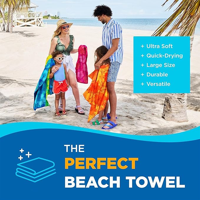 Kaufman - Colorful Hibiscus Beach Towels | 100% Cotton with Ends Hemmed | 30" x 60" | Colorful Soft & Absorbent Pool Towels for Adults and Kids | Fiber Reactive | 24 Pack