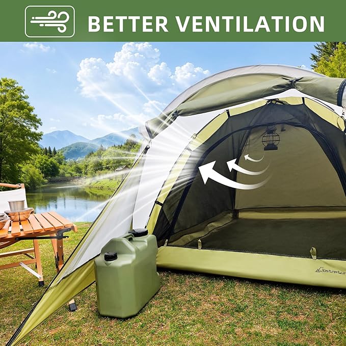 Clostnature Vault Camping Tent with Porch - Waterproof 2 Person Tent for Camping, Easy Setup Lightweight Two Person Shelter for Hiking, Backpacking, Family, Outdoor