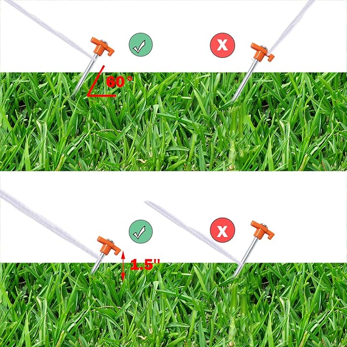 Cheardia 20 Pack Tent Stakes Heavy Duty, 9.75 Inch Yard Stakes Non-Rust Metal Tent Pegs Ground Stakes Tent Spikes for Camping Patio, Garden, Canopies, Grassland, Outdoor, Orange