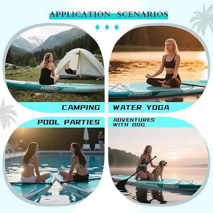 11 ft Extra Wide Inflatable Paddle Board with Accessories, Stand Up Paddleboard for 2 Person, All Around SUP Board for Adults, Fishing, Yoga