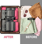 BAGAIL 4 Set/6 Set/8 Set Compression Packing Cubes Travel Accessories Expandable Packing Organizers (Half Mesh, 6-Coral)