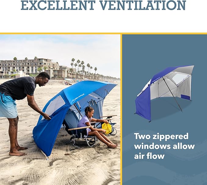 Sport-Brella Super-Brella SPF 50+ Sun and Rain Canopy Umbrella for Camping
