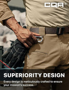 CQR Men's Flex Ripstop Tactical Pants, Water Resistant Stretch Cargo Pants, Lightweight EDC Hiking Work Pants