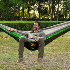 Camping Hammock, Portable Hammocks with Mosquito Net,Lightweight Nylon Parachute Hammock with 10ft Tree Straps,Camping Gear Must Haves for Travel Hiking Backpacking Beach Patio Black& Green