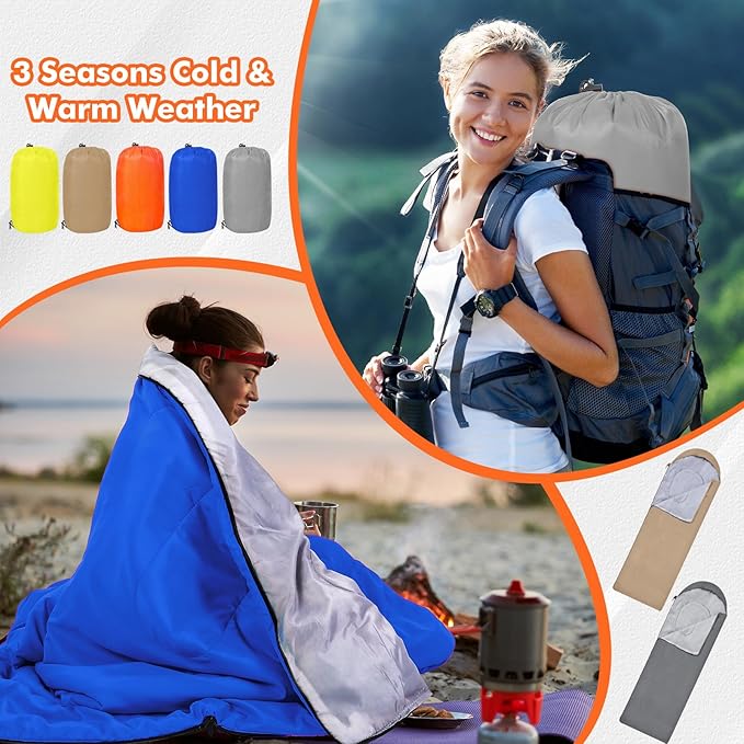 Macarrie 10 Pcs 0 Degree Camping Sleeping Bags Bulk for Adults Cold Weather 4 Season Warm Sleeping Bag with Compression Sack for Homeless Donation Shelter Emergency Hiking