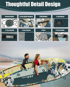 ABBOARD Inflatable Stand Up Paddle Boards - Extra Wide Fishing Paddleboard,Cool Design,Ultra Stable Standup SUP,5 Handles,15 D-Rings, Camera Mount,10L Dry Bag,100L Backpack, Youth/Adults