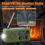 Emergency Radio Hand Crank Solar, 5000mAh/18500mWh Emergency Weather Radio, Solar Crank Radios with NOAA/AM/FM, Rechargeable Headlight, Thermal Blanket, Paracord Bracele, for Outdoor & Home