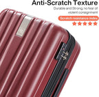 Hanke 24 Inch Luggage Suitcases With Spinner Wheels Lightweight PC Hard Shell Rolling Suitcase With Travel Lock,Checked-Medium 24-Inch （Burgundy）