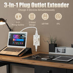 2-Prong 3-Outlet Polarized Wall Extender 2 Pack - Multi Plug Splitter Converter With 3 Side Outlets, Spaced Adapter for Old Home, Hotel - Non-Ground, White