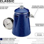 COLETTI Classic Percolator Coffee Pot — Camping Coffee Percolator, Campfire Coffee Pot – Camping Percolator for Groups — Brew for the Whole Campsite (Blue, 18 Cup)