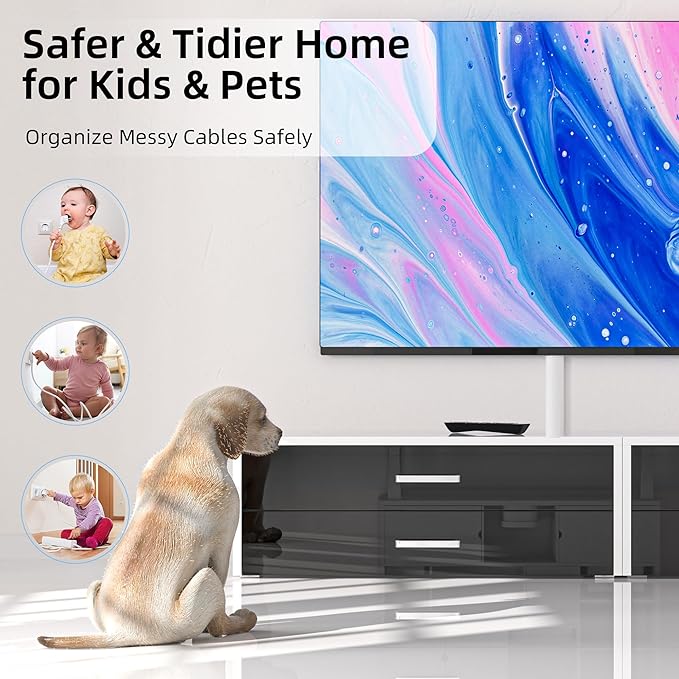 Delamu 63in Cable Hider, Cord Covers for 3-4 Wires on Wall, Paintable Cord Hider, Easy to Use Wire Covers for Cords, Wire Hiders for TV on Wall, Cable Cover Cable Management, W 1.18in H 0.60in
