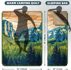 Outdoor Camping Blanket with Sherpa Lining, Extra Warm Thick Camp Blankets and Puffy Ultralight Soft Poncho DWR Camping Quilt for Cold Weather, Adventure, Sleeping, Backpacking 78"x 56"