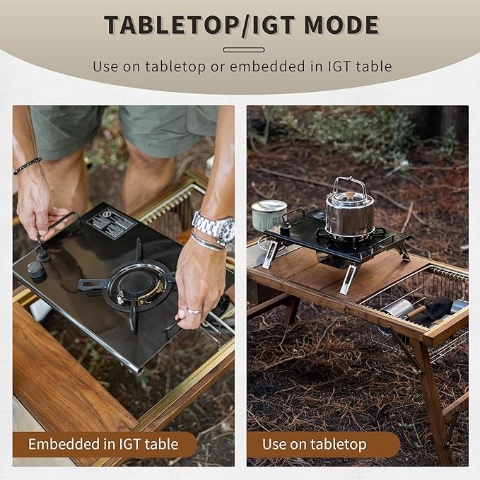 Naturehike Camping Gas Stove for IGT Table, Folding Isobutane Stove with Carry Bag, Portable Camp Stove for Outdoor Car Camping Cooking Tailgating