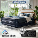 King Air Mattress with Built-in Pump, 18" Top Inflatable Mattress with Waterproof Flocking Fabric, Three-Minute Quick-Inflatable Bed. Portable Blow Up Mattress for Home, Outdoor and Guests