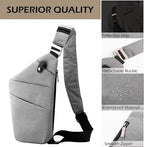 Anti Theft Crossbody Bags for Women Men, Multi-Pocket Shoulder Bag, Slim Sling Purse with 2 RFID Blocking Card (Right Shoulder-Khaki)