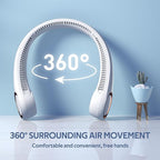 Portable Neck Fan, Hands Free Personal Fan, 360° Airflow,3-16 Running Hours, 72 Wind Outlets,4000mAh Battery USB Rechargeable, 3-Speeds，Birthday Gifts for Men Women (White)