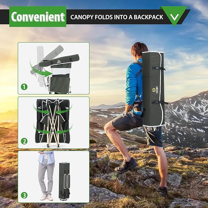 Nice C Chair with Canopy, Umbrella Chairs, Chair with Shades, Sports Chairs, w/Removable Footrest, Cooler Bag, Cup Holder for Camping, Fishing, Sports, Beach (2-P Green)