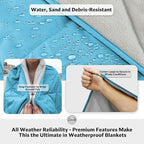 STOVER Outdoor Waterproof Fleece Travel Blanket for Camping, Picnics, Stadiums, Sports, The Beach– Warm, Windproof, Compact, Lightweight & Sand-Resistant (Sky Blue)