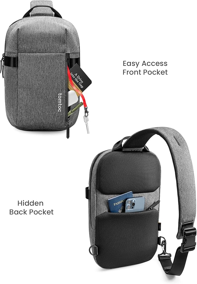 tomtoc 7L Sling Backpack Crossbody Bag for Men Women, EDC Daypack Chest Shoulder bag for 14-inch MacBook Pro M5, 13" MacBook Air/Pro, 13'' iPad Pro M5/iPad Air M3, Organized, Daily Use, Work, Travel-S