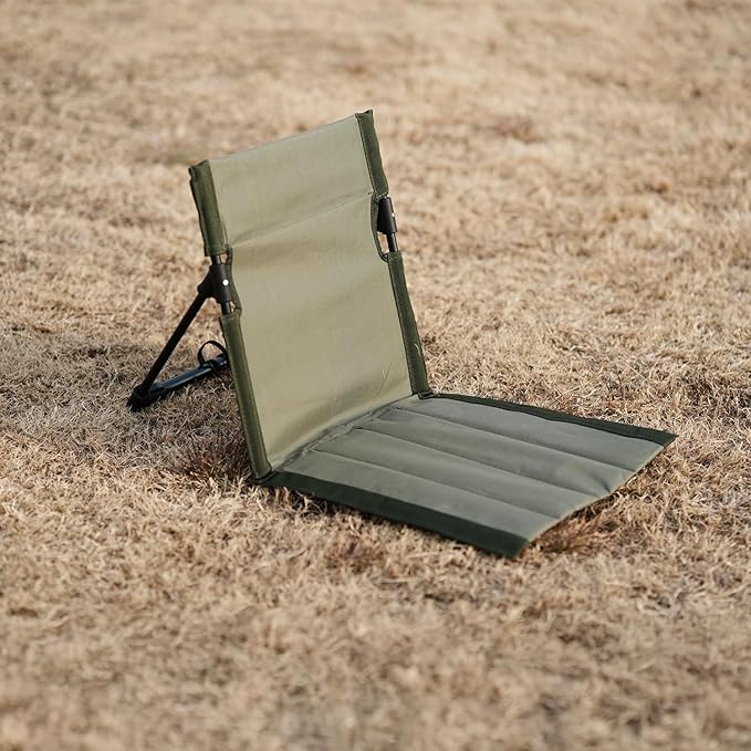 Outdoor Camping Backrest,Lightweight Foldable Chair,Park Leisure backrest,Beach Portable Single Lazy Chair,Aluminum Lazy Comfortable Backrest (Olive Green)