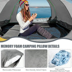 2 Pack Camping Pillow for Sleeping Shredded Memory Foam Travel Pillow with Storage Bag, Compressible Portable Pillow for Outdoor Camp Backpacking Hiking Essential Gear (Grey,Small)