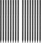 16 Inches Rebar Stakes(16pcs) Heavy Duty Straight Metal Ground Anchors with Chisel Point Ends for Timber,Concrete,Plant Support,Camping Tents,3/8 Inch Thickness Garden Stakes,Black