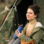 IDEUS Insulated Stainless Steel Water Bottle with 2 Leak-Proof Lids, Thermal Water Flask for Hiking Biking, 18oz, Bright Blue