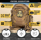 Tactical Backpack Military Hiking Daypack - Molle Backpack for Men 3 Day Assault Pack Bug Out Bag for Camping Travel Army Hunting Gym Rucksack Survival (Coyote)