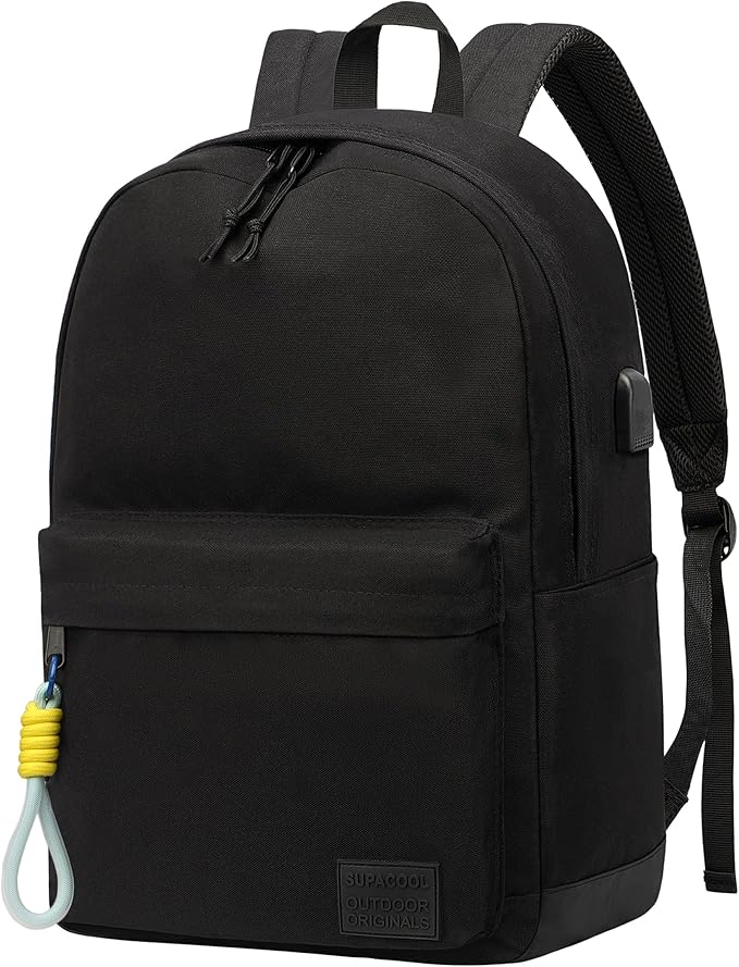 SUPACOOL Casual Laptop Backpack for Men and Women, Backpack for College, USB Charging Port, Lightweight Pack Back