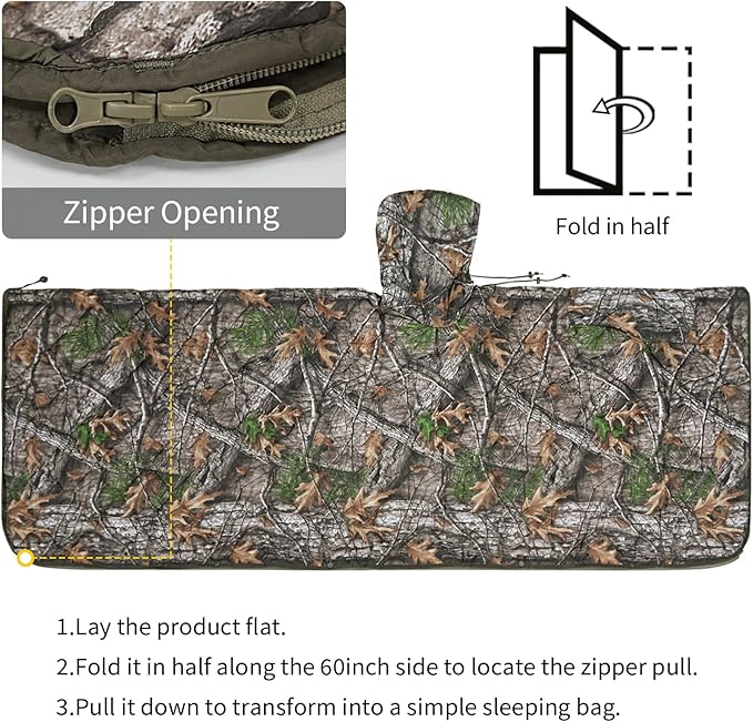 LOOGU Camo Blanket Waterproof Insulation Poncho Liner for Outdoor Camping, Hiking, Hunting, Survival, Backpacking, Picnicking