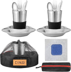 Outdoor Camping Mess Kit - 1 to 2 persons Camping Dishes Includes Cups, Bowls, Dishes, Knives, Forks, Spoons, Etc, Camping Dinnerware Set with Mesh Bag is Easy to Carry Camping Tableware Set
