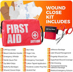 Emergency First Aid Kit Survival - Dotodo Car Medical Kit | Portable Emergency Kit for Trave, Home, Sports, Camping, Dorm, RV, Workplace (Red, 125 PCS)