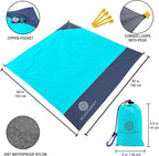 ECCOSOPHY 60x55" Blue Waterproof Compact Pocket Beach Blanket