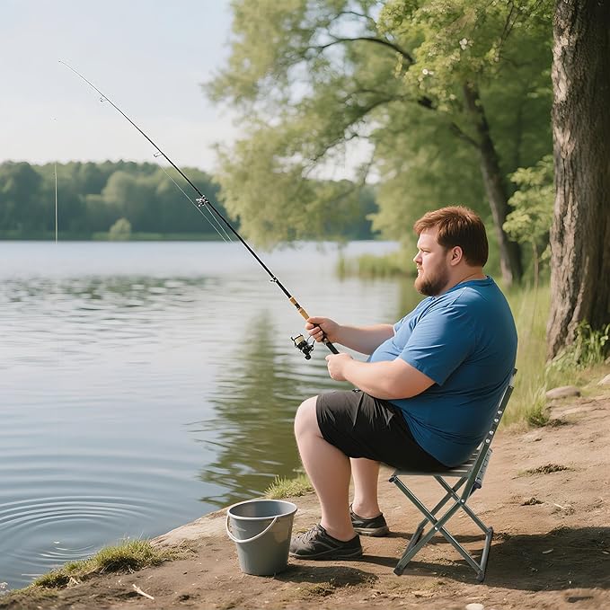 Heavy-Duty Camping with backrest Folding Stool, Outdoor Portable backrest Chair, 440lbs Heavy-Duty Portable Folding Stool, Camping, Hiking, Outdoor Fishing, picnicking, BBQ