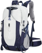 40L Hiking Backpack for Men and Women, Lightweight Waterproof Packable Camping Travel Daypack with Rain Cover (Gray & Dark Blue, 40 Liter)