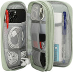 CAAORDKSO Electronic Organizer Bag, Travel Cable Organizer Pouch Electronic Accessories Carry Case, Double Layers Tech Pouch Travel Essentials for Men, Women, Backpack, Business (Mint Green, Large)