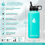 HYDRO CELL Stainless Steel Insulated Water Bottle with Straw - For Cold & Hot Drinks - Metal Vacuum Flask with Screw Cap and Modern Leakproof Sport Thermos for Adults (Teal 32oz)