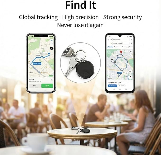 Air Tracker Tags-4 Pack, Bluetooth Tracker with Sound, Compatible with Google’s Find Hub (Android) and Apple Find My (iOS), for Keys, Wallets, Luggage, Pets, No Subscription (Black)