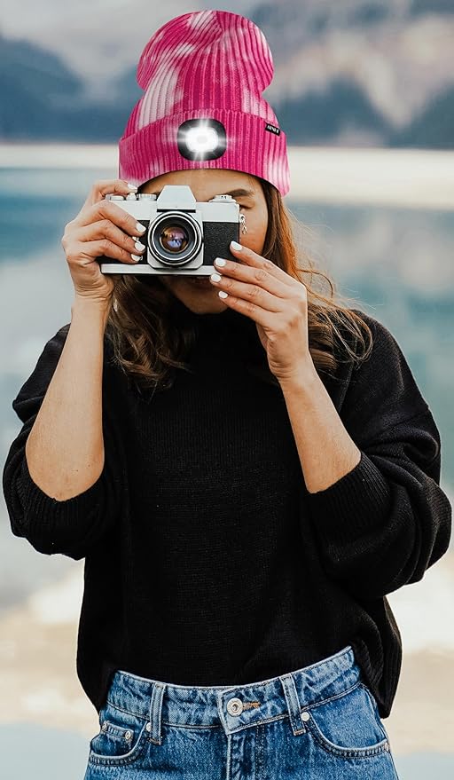 ATNKE LED Lighted Beanie Hat,USB Rechargeable 4 LED Running Headlamp Bright Cap with The Light Gifts for Men and Women
