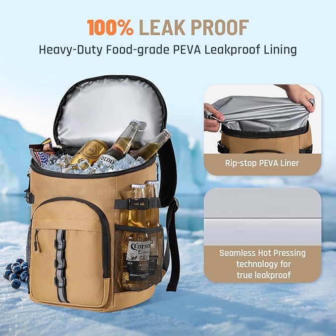 Cooler Backpack, Lightweight and Large Capacity Soft Backpack Cooler, Leak Proof Cooler Bag for Men Women
