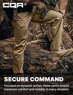 CQR Men's Flex Ripstop Tactical Pants, Water Resistant Stretch Cargo Pants, Lightweight EDC Hiking Work Pants
